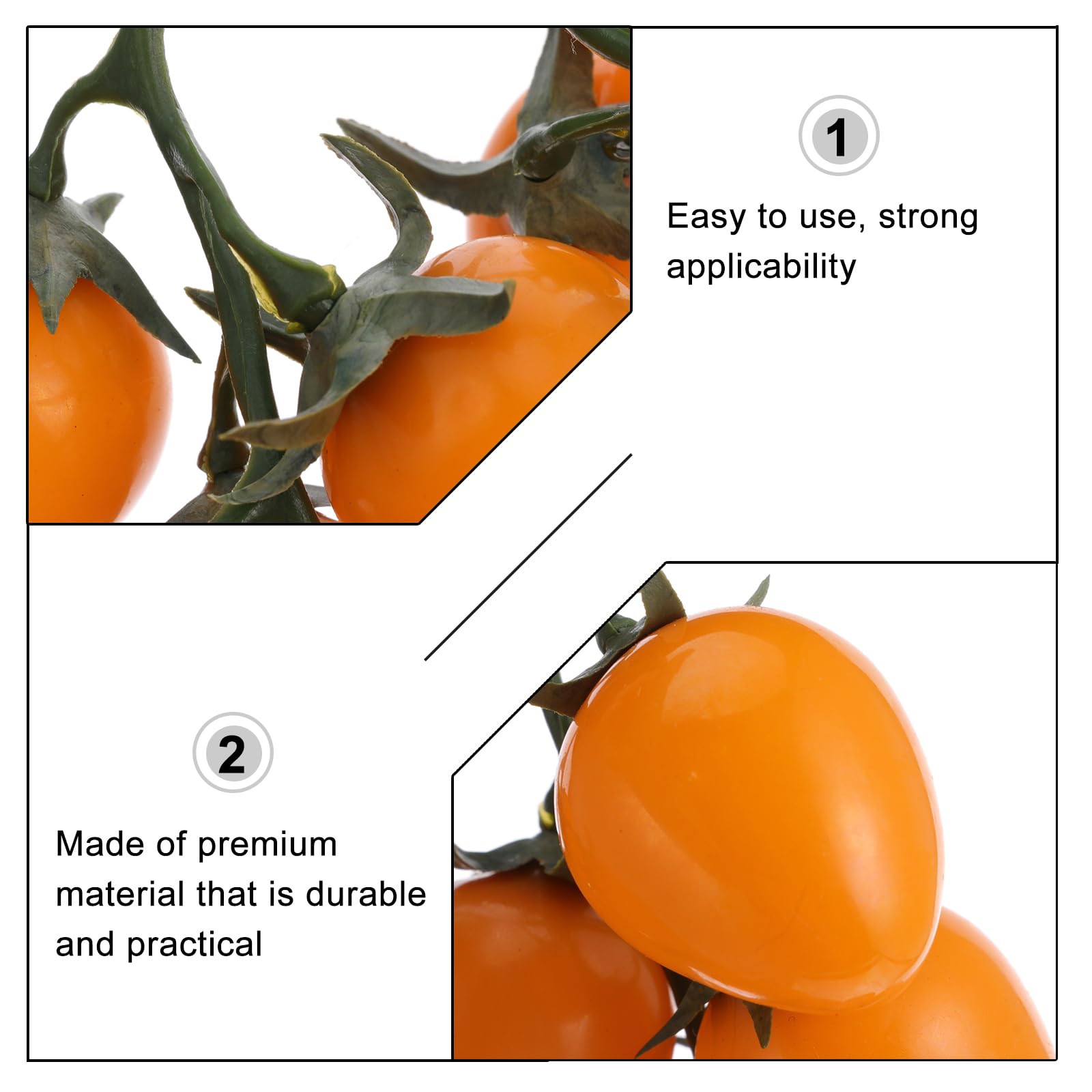 Happyyami Artificial Cherry Tomatoes - Realistic Plastic Fake Fruits for Home Decor, Kitchen, Party & Festival Decoration - Lifelike Simulation Fruit Ornaments for Centerpieces, Tablescapes & DIY Crafts