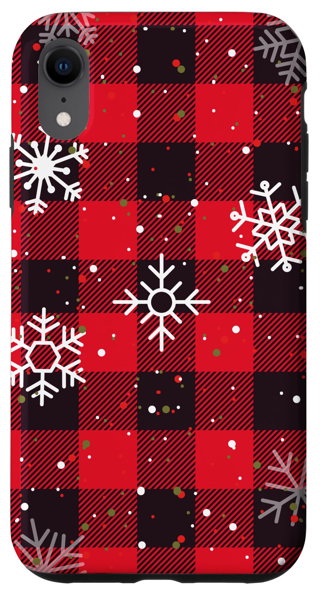 iPhone XR Christmas Phone Case - Red Buffalo Plaid with Snowflakes Design | Holiday Gift, Winter Protection for iPhone XR | Perfect for Christmas Parties & Snowy Days