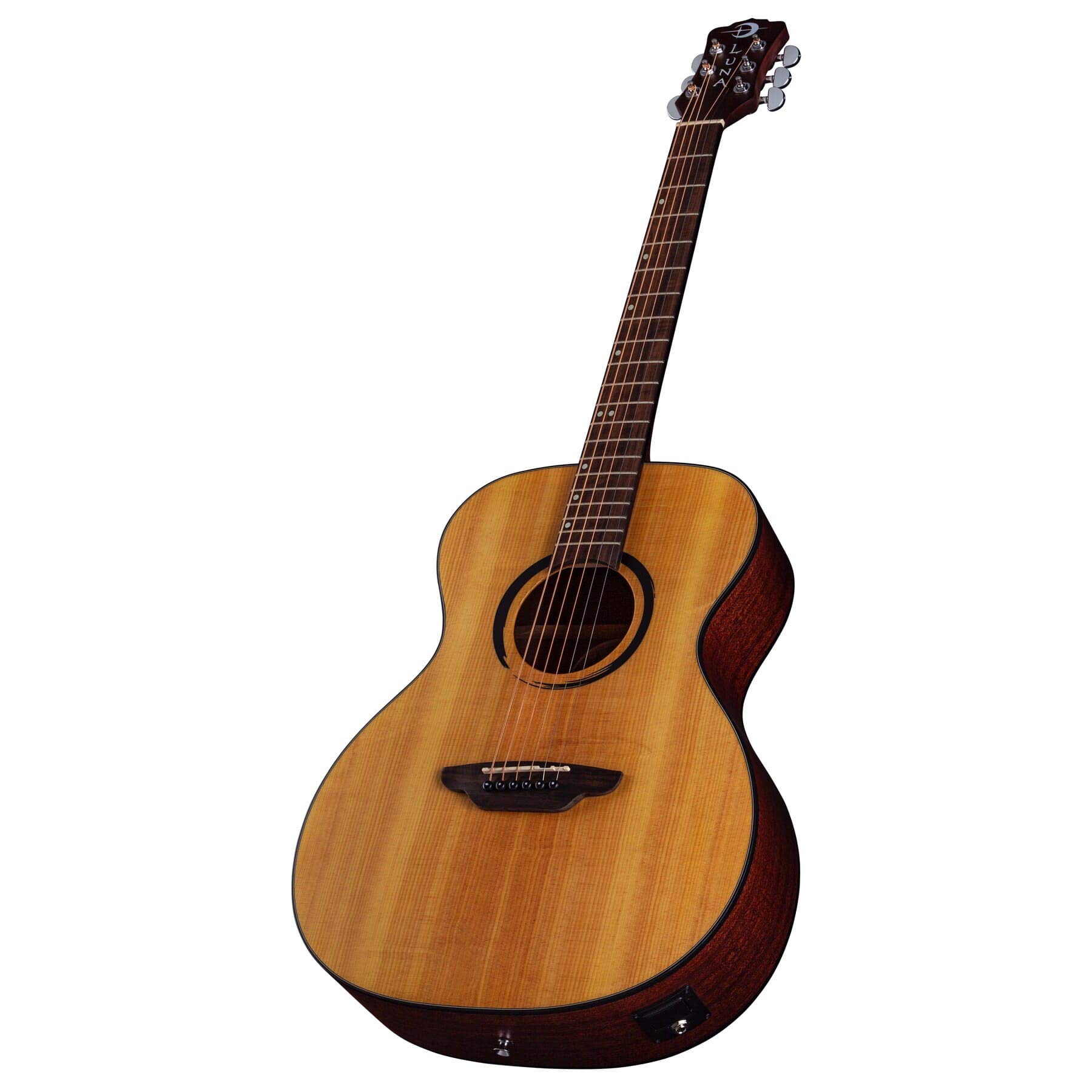 Luna Wabi Sabi Solid Top Folk Acoustic-Electric Guitar Bundle with Gig Bag, Tuner, Strings & Accessories - Perfect for Beginners, Performances & Travel | Includes Austin Bazaar Instructional DVD