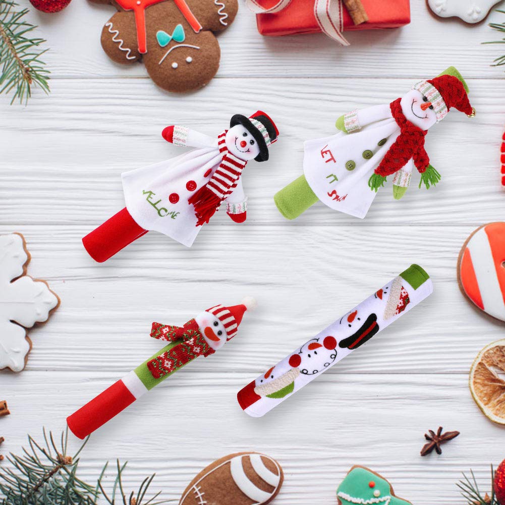 OurWarm 3D Cute Snowman Refrigerator Handle Covers Set of 4 - Festive Kitchen Appliance Decor for Christmas - Perfect for Holiday Home Decor & Gift Giving