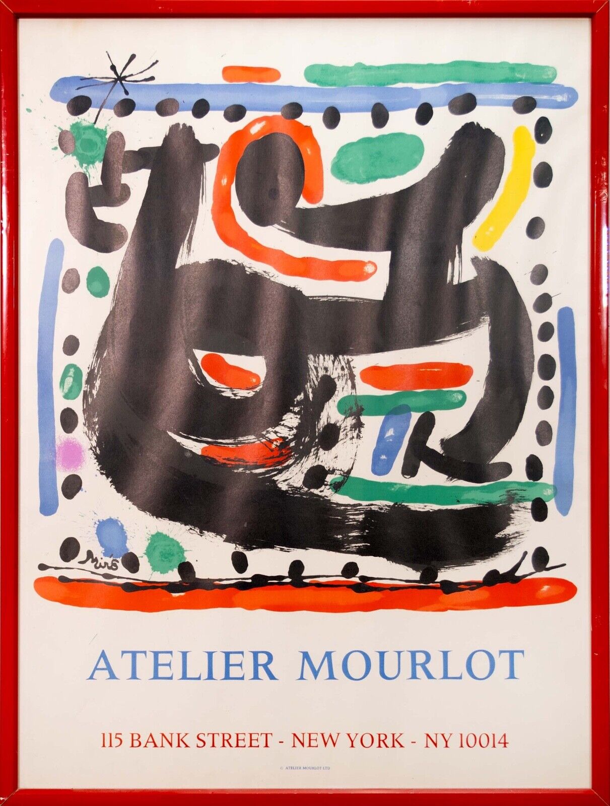 Joan Miro Atelier Mourlot New York Original Modern Lithographic Poster - Framed Artwork for Home & Office Decor | Vintage Wall Art for Living Room, Bedroom or Gallery Display