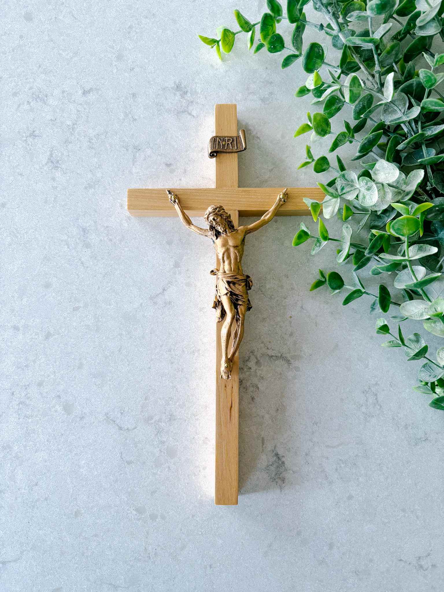 Handmade Oak Wood Crucifix - Religious Cross for Home Decor, Church, and Prayer - Perfect for Wall Mounting and Spiritual Gifts