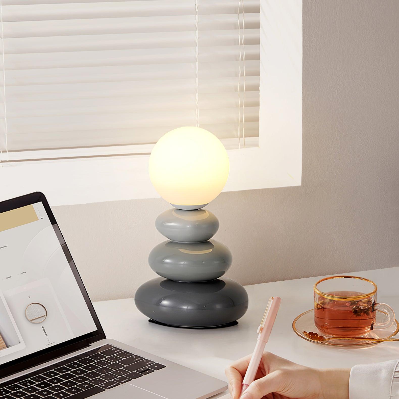 Triple Gourd Table Lamp - Modern Handcrafted Ceramic Nightstand Light for Bedroom, Living Room & Office Decor - Perfect for Ambient Lighting and Home Styling