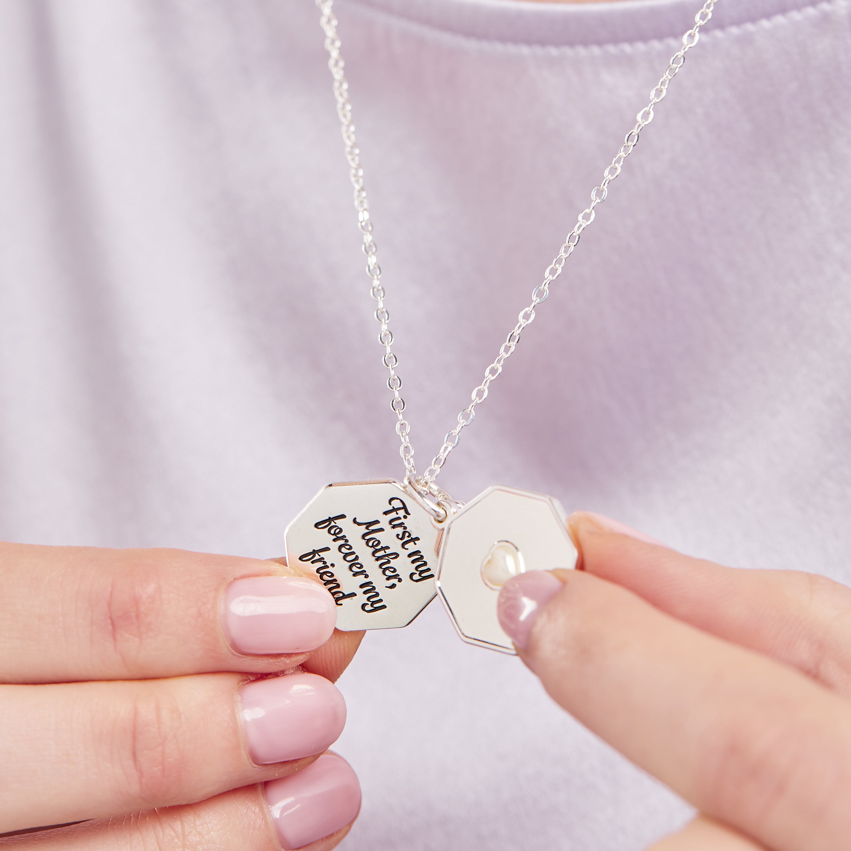 First My Mother, Forever My Friend Slider Charm Necklace - Adjustable Sterling Silver Pendant for Mother's Day Gifts & Special Occasions