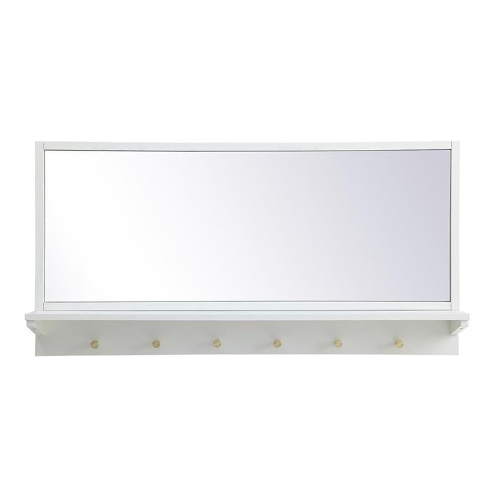 White Elegant Steel & Glass Entryway Mirror with Shelf - Home Decor