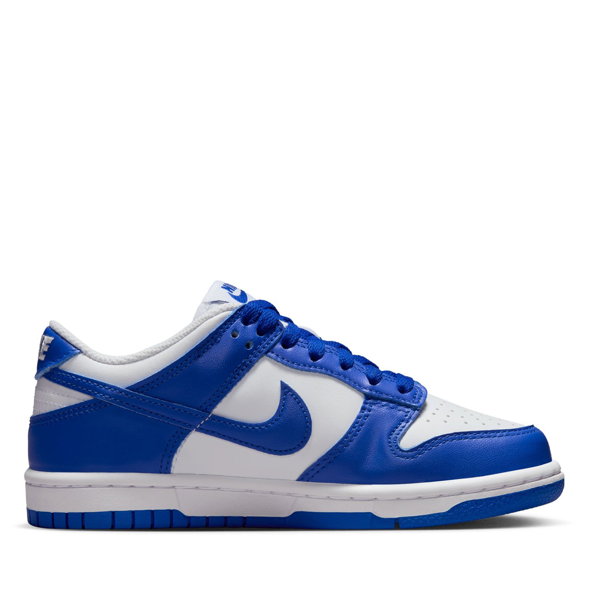 Nike Dunk Low GS Sneakers for Kids - White & Hyper Royal - Lightweight Comfortable Basketball Shoes for School, Sports & Casual Wear