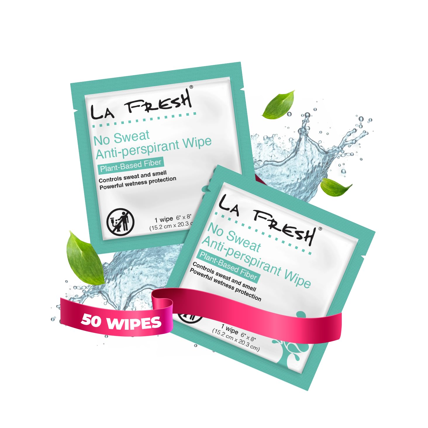 La Fresh Travel Lite Antiperspirant & Deodorant Wipes - 50 Individually Wrapped Body Wipes for Men & Women | On-The-Go Freshness for Travel, Gym & Outdoor Activities