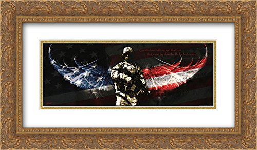 Jason Bullard No Greater Love 2X Matted 22x10 Gold Ornate Framed Wall Art Print - Perfect for Living Room, Bedroom & Office Decor