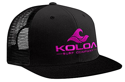 Neon Pink Embroidered Logo on Black Hat