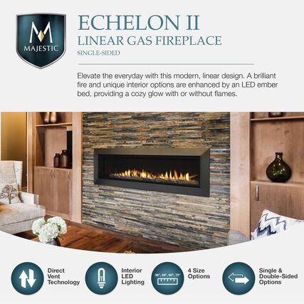 Majestic Echelon II 60-Inch Linear Direct Vent Gas Fireplace - ECHEL60IN - Modern Home Heating Solution for Living Rooms & Patios