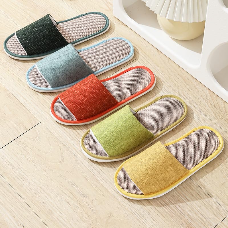5-6 Pairs Non-Slip Disposable Spa Slippers for Guests - Washable Foldable Linen Open-Toe House Slippers for Women & Men - Perfect for Hotels, Spas, Salons, and Home Use