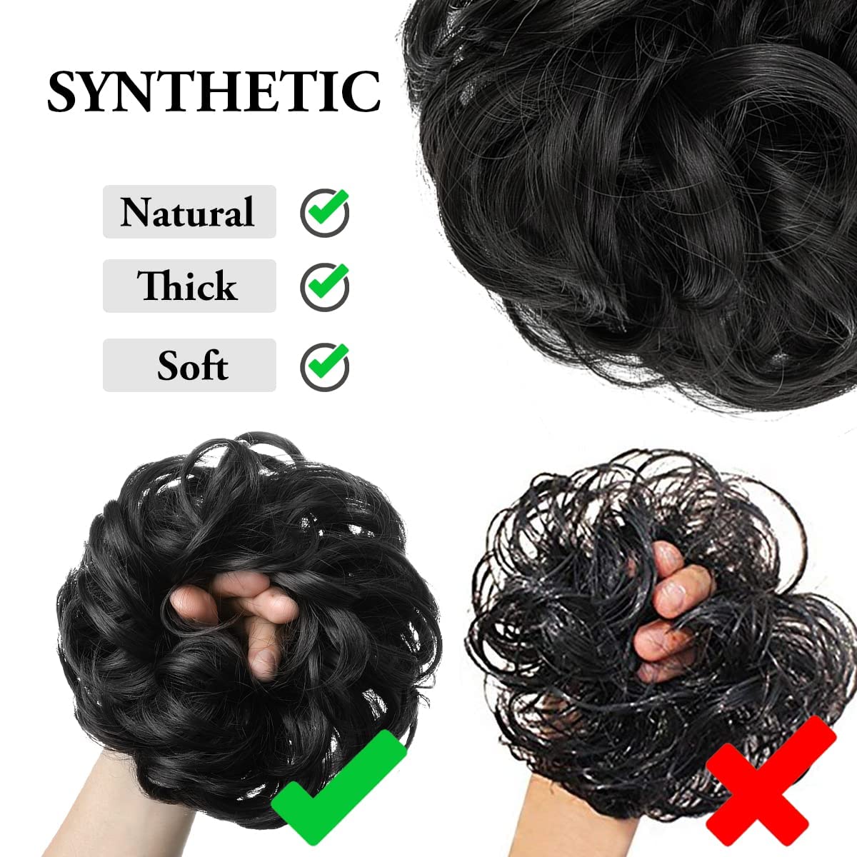 CLITZ Messy Bun Hair Extension for Women & Girls - Natural Black | Clip-In Hairpiece for Quick & Easy Updos | Perfect for Parties, Weddings & Everyday Styling [Pack of 1]