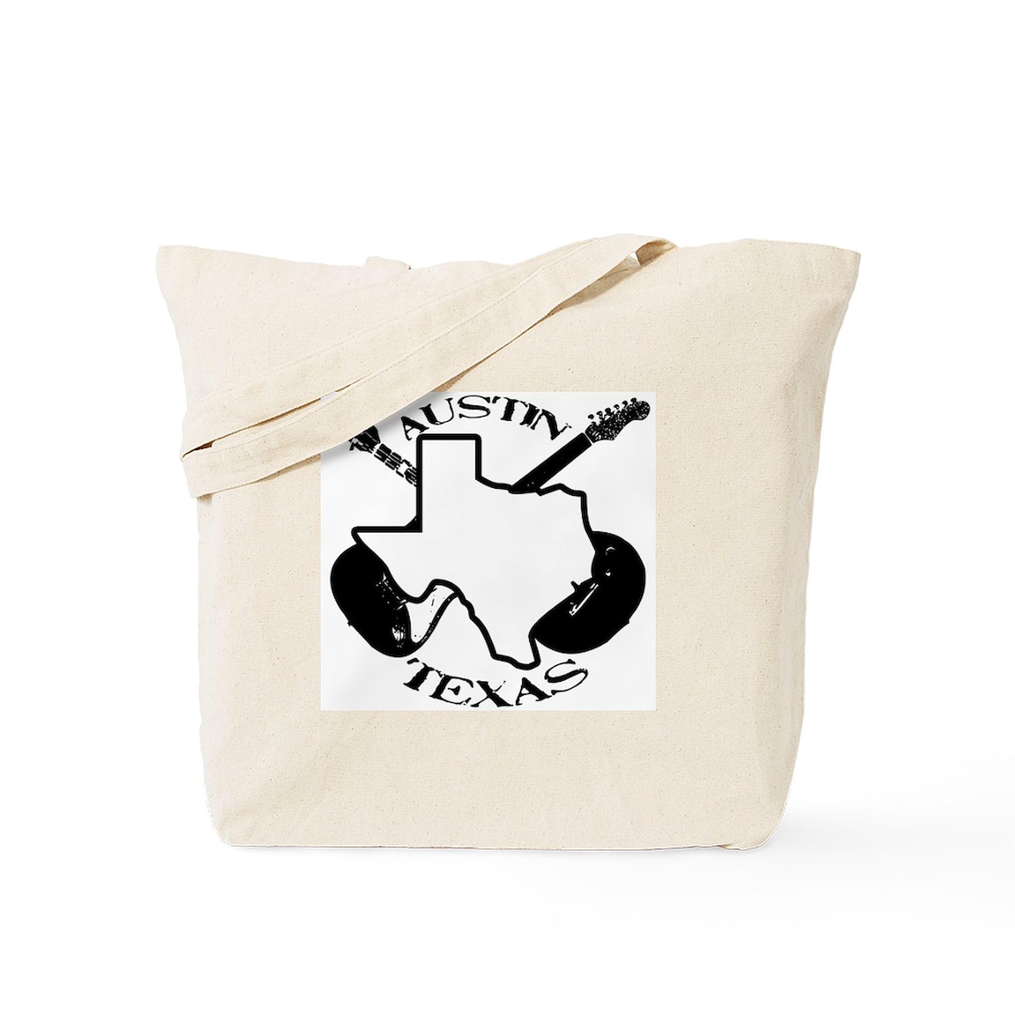 Austin Texas Guitars Canvas Tote Bag - Eco-Friendly Reusable Shopping Bag for Groceries, Beach & Daily Use