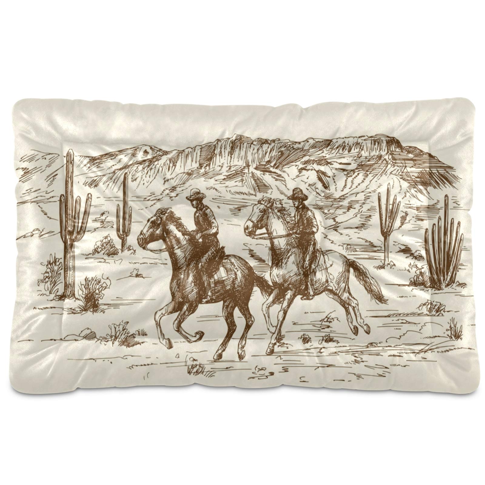 American West Cowboy Style Pet Bed - Ultra Soft Rectangle Dog & Cat Bed for Small, Medium & Large Pets, 36x24 Inch - Perfect for Living Room, Bedroom & Kennel Comfort