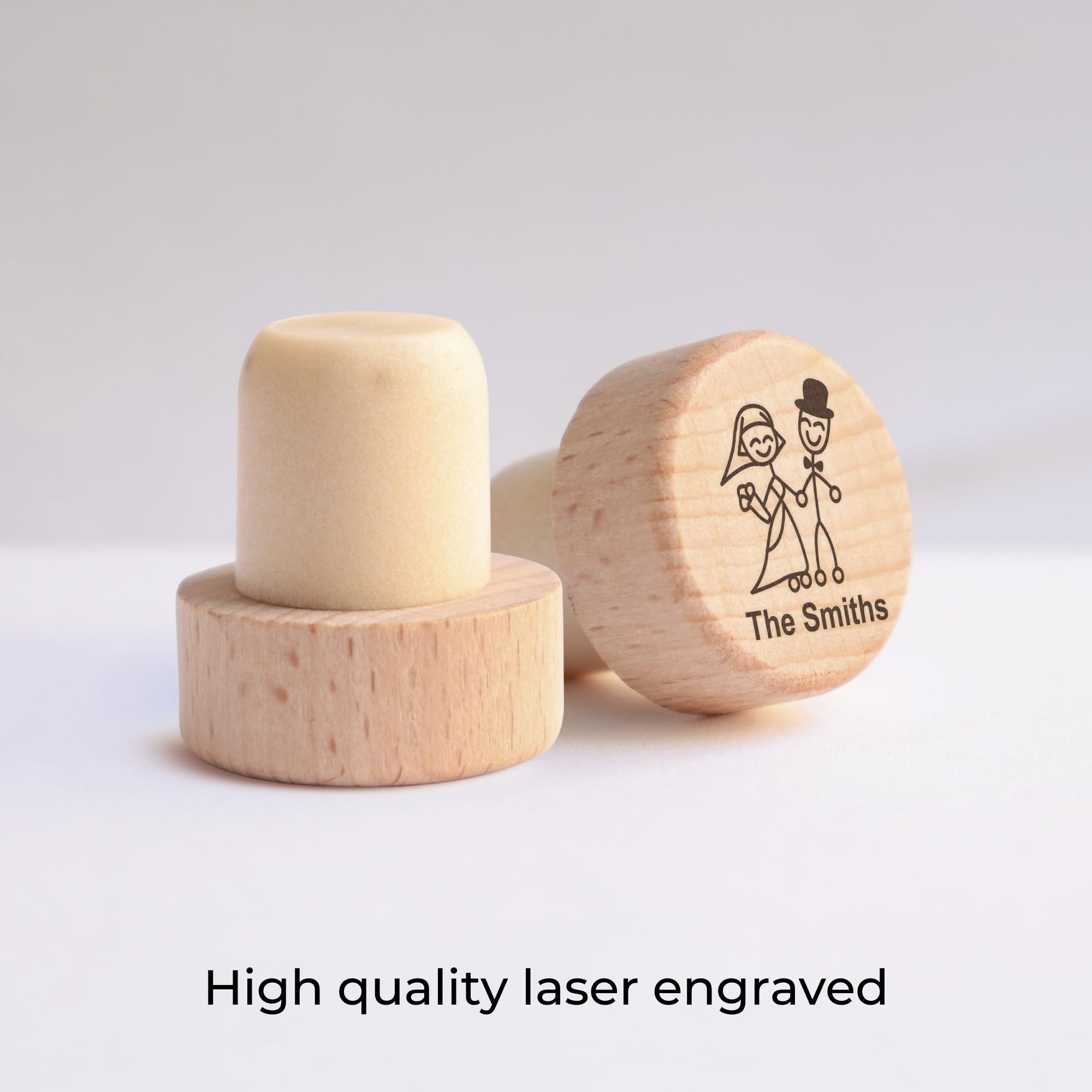Personalized Engraved Wooden Wine Bottle Stoppers - Custom Wedding Gifts Set, Housewarming Present, Party Favors in Bulk - Perfect for Weddings, Anniversaries, New Home Celebrations & Wine Tasting Events (Couple Figures Design)