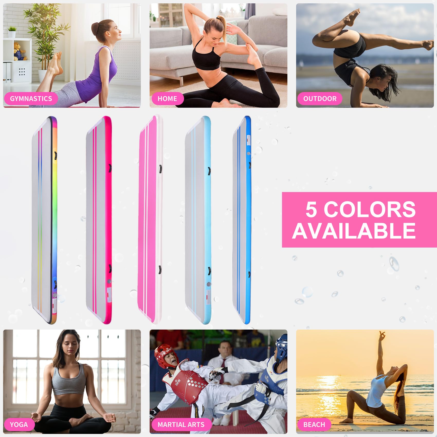 **10ft Inflatable Air Gymnastics Mat - 4 Inches Thick Tumbling Mat with Electric Air Pump for Home, Gym, Cheerleading, Beach & Outdoor Exercise | Perfect for Gymnastics Training, Tumbling Practice & Kids Play**
