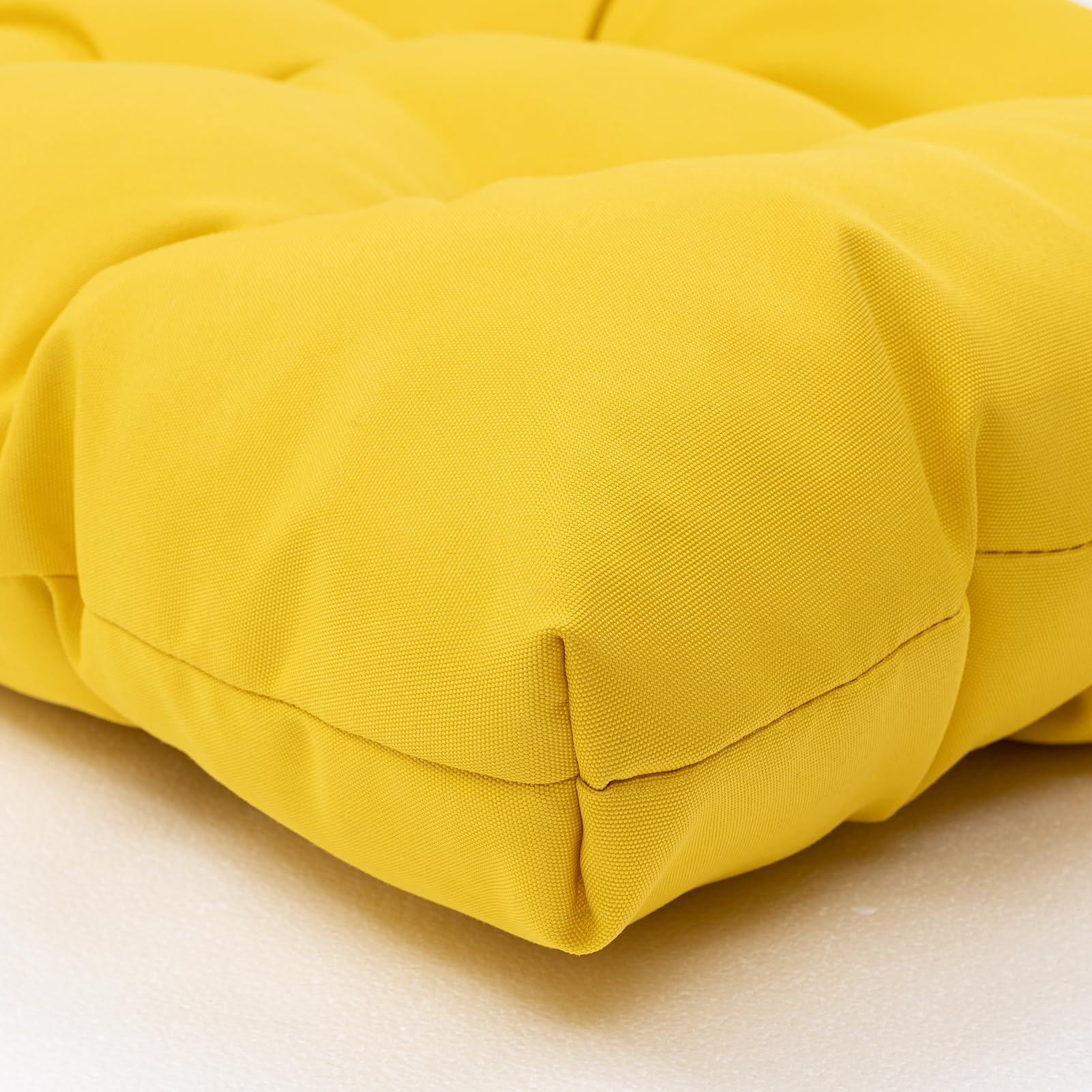 QILLOWAY Outdoor Seat & Back Chair Cushion Set of 2 - Tufted Pillow Covers for Patio Furniture, Spring Summer Seasonal Replacement (Yellow) | Perfect for Garden, Poolside & Deck Chairs