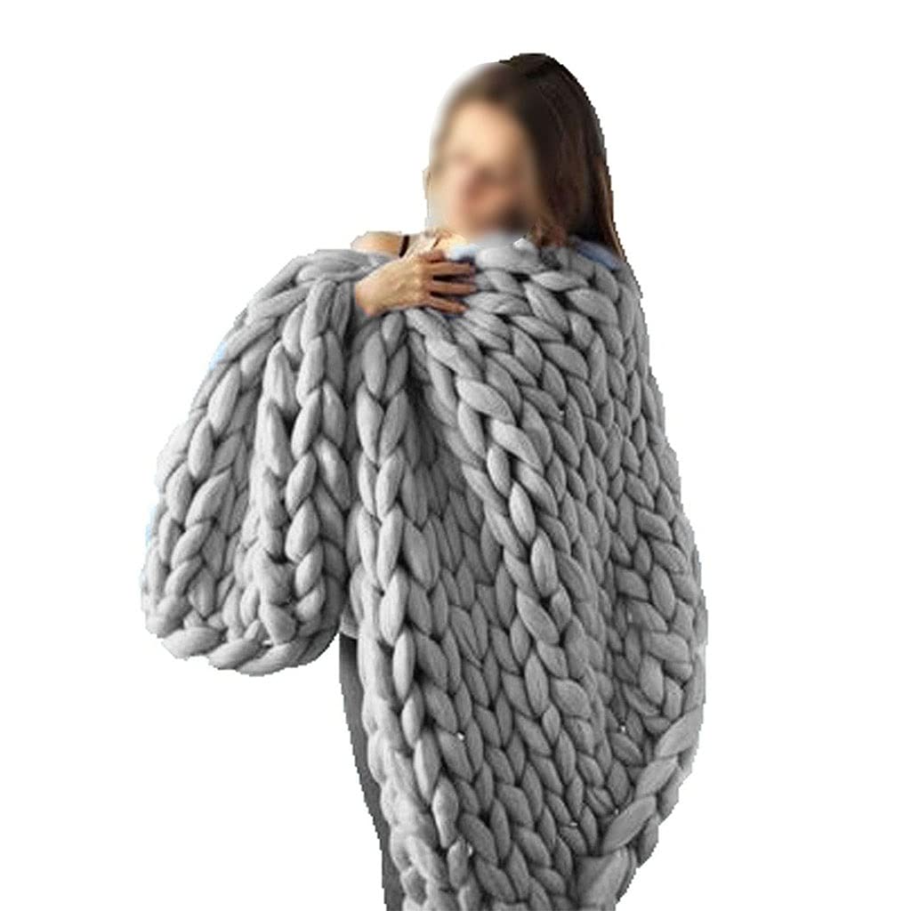 Chunky Knit Blanket - Extra Large 120x150cm Soft Cable Knit Throw Blanket - Handmade Yarn Weighted Blanket for Couch, Bed & Sofa - Cozy Home Decor Gift (Gray) - Perfect for Winter Nights, Reading Nook & Gift Giving