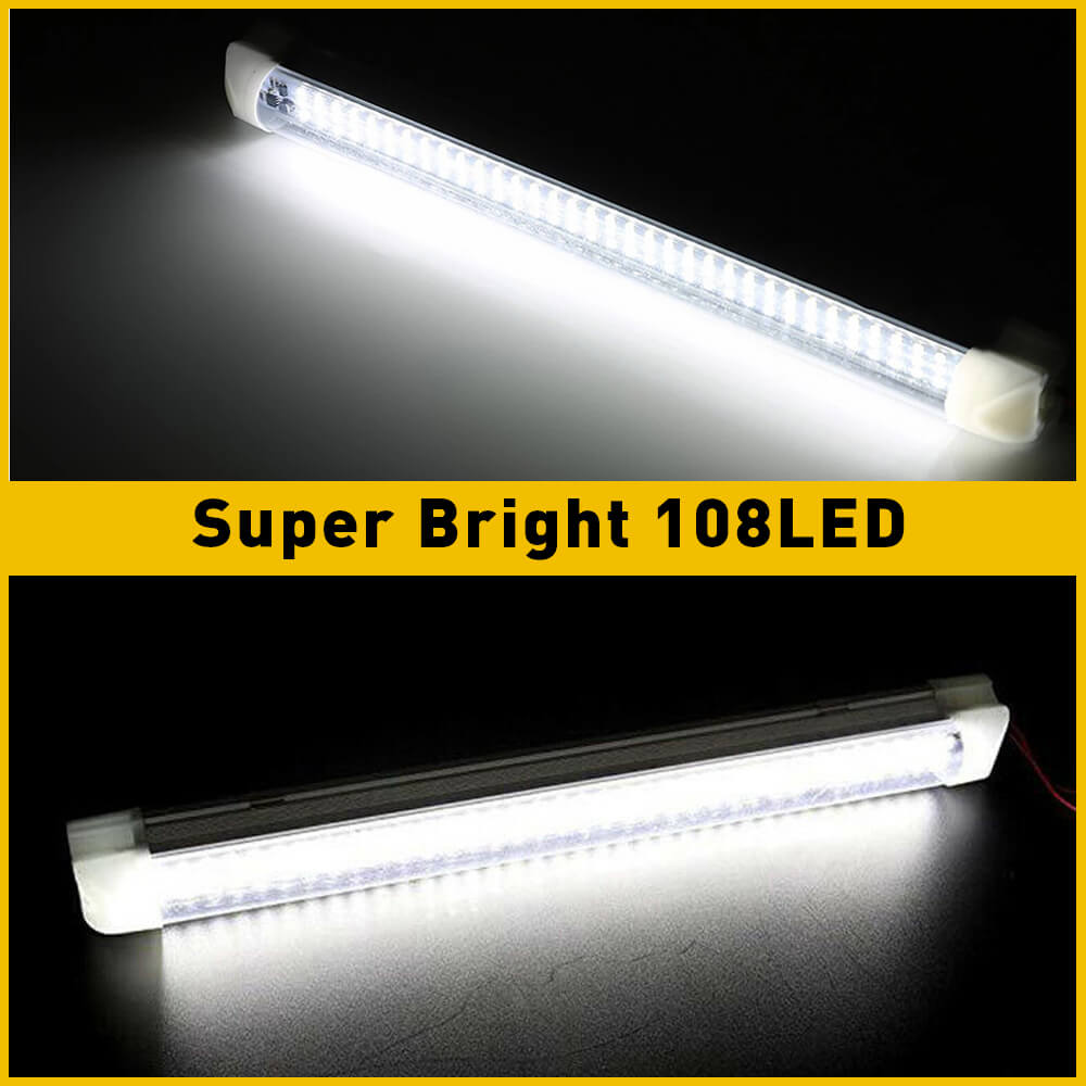 12V 108pcs LED Interior Light Bars for Trucks, Vans, Buses & Caravans - Waterproof with ON/OFF Switch - Perfect for Camping, Road Trips & Emergency Lighting