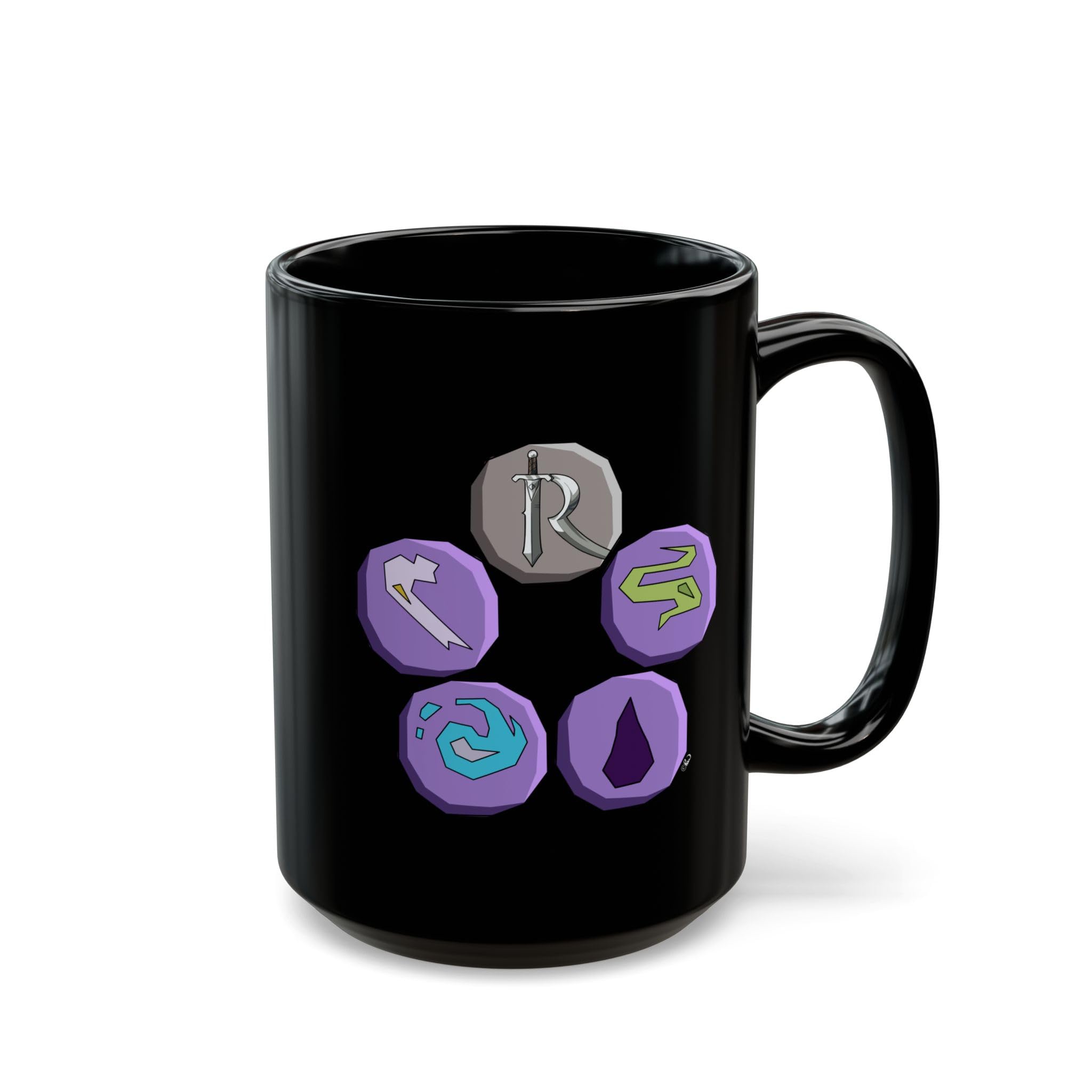Necrotic Magic Runes Black Ceramic Mug - Gothic Gaming Coffee Cup & Tea Mug for PC Gamers - Perfect for Video Game Nights, Office Decor, and Geeky Drinkware
