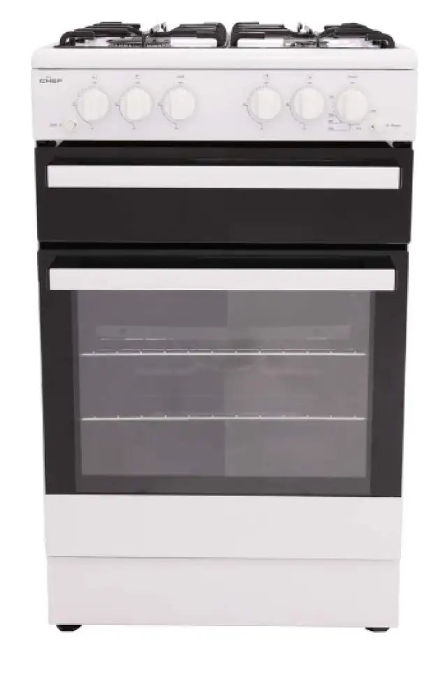 Chef CFG503WBLP 54cm Freestanding LPG Gas Oven and Stove Combo - Perfect for Home Kitchens, Restaurants & Outdoor Cooking