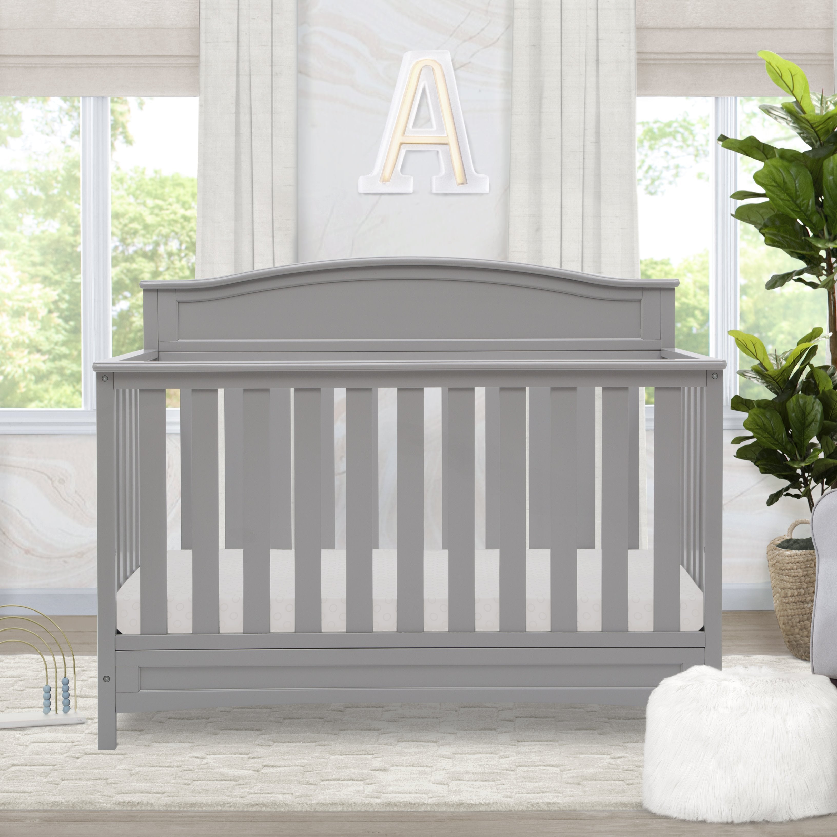 Emery Deluxe 6-in-1 Convertible Baby Crib - Toddler Bed, Daybed & Full-Size Bed - Modern Nursery Furniture for Newborns to Teens - Perfect for Small Spaces & Growing Families