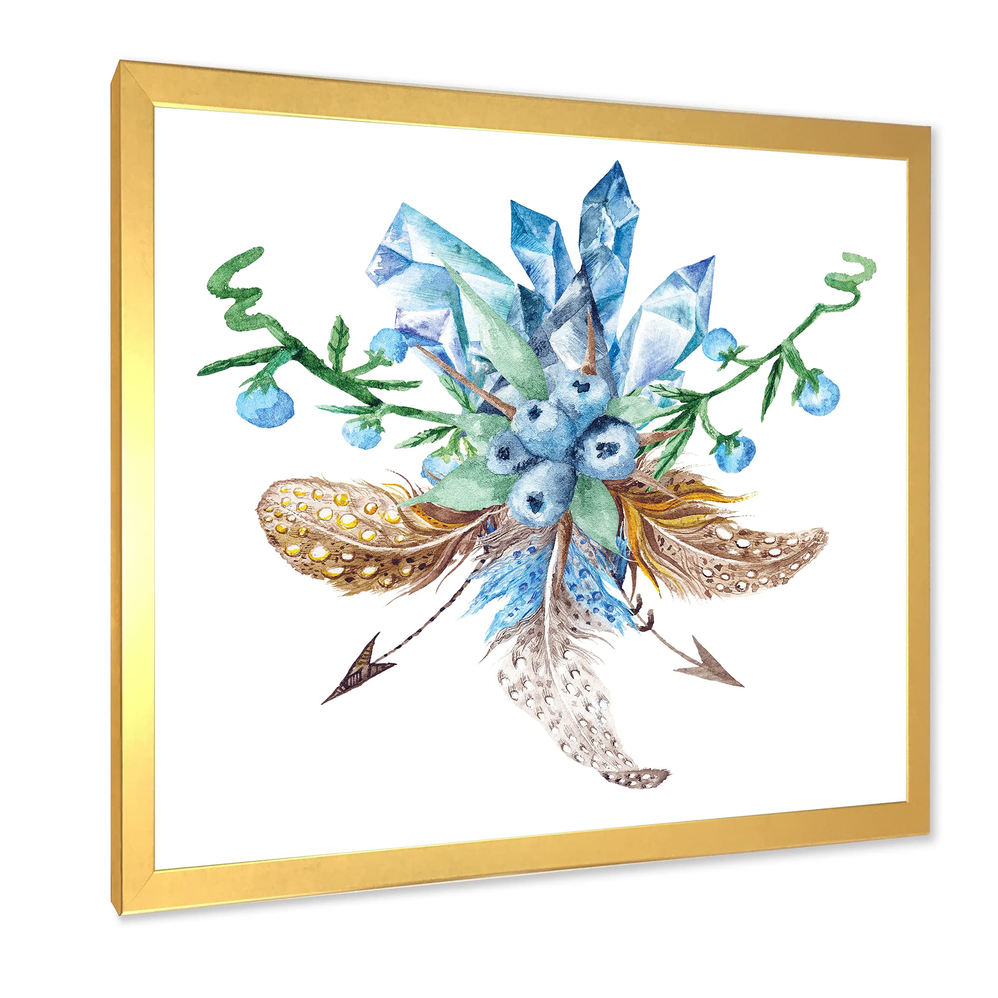 DesignQ Fresh Tribal Vignette Wild Forest Wreath Framed Wall Art - Traditional Home Decor for Living Room, Bedroom & Office