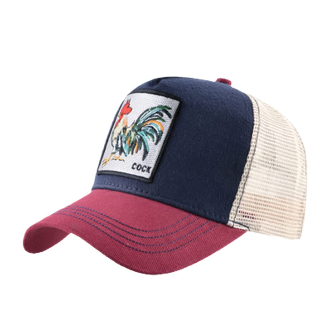 **Men's Mesh Summer Baseball Cap - Snapback Trucker Hat with Rooster Embroidery, Breathable Sun Visor for Outdoor Sports & Casual Wear**    *(Optimized for Google SEO, includes usage scenario: outdoor sports & casual wear)*