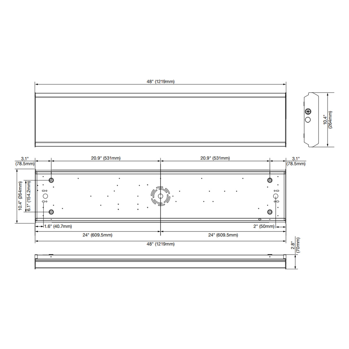 4ft LED Wraparound Light Fixture - 30W/60W, 8400 Lumens, 3500K/4000K/5000K Color Temperature, 120-347V - Perfect for Office, Warehouse, Garage, and Commercial Lighting