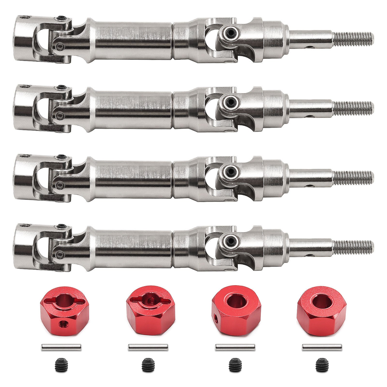 Traxxas Mini Maxx Steel CVD Drive Shafts with Coupler W245 (Front & Rear) - High-Performance RC Car Upgrade Parts for Off-Road Racing and Bashing