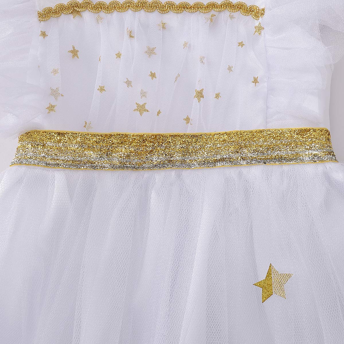 White Starlight Angel Costume for Girls - Sparkly Fairy Dress with Wings & Halo - Perfect for Halloween, Christmas Pageants & Fairy Tale Dress-Up