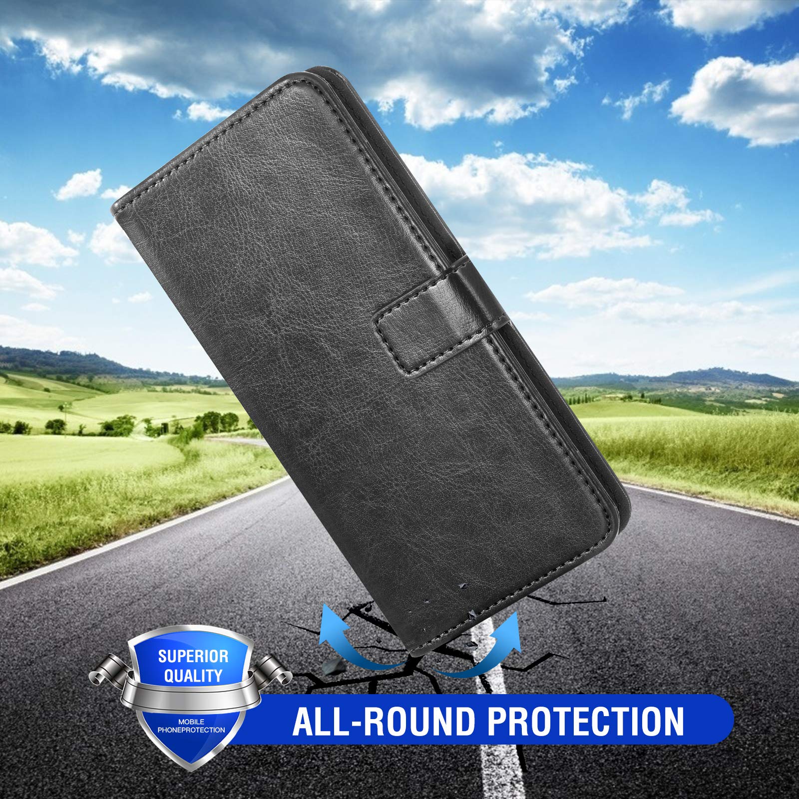 Moto One Fusion+ Wallet Case with Card Holder & Stand - Black for Men & Women | Durable Phone Accessories for Daily Use