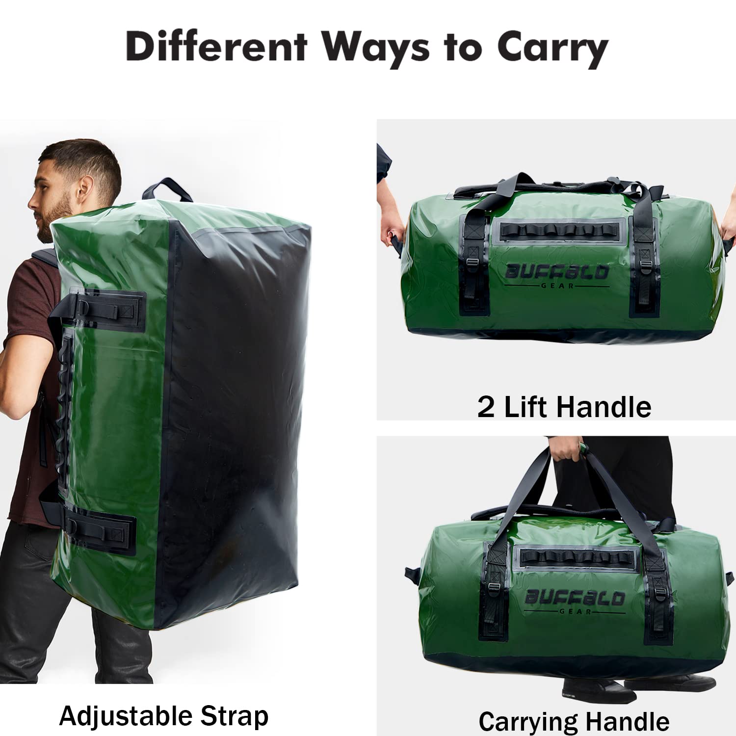 Buffalo Gear 120L Waterproof Duffel Bag - Large Dry Bag for Travel, Hunting, Camping, Boating & Motorcycling | Keep Gear Dry in Any Weather | Perfect for Outdoor Adventures & Water Sports