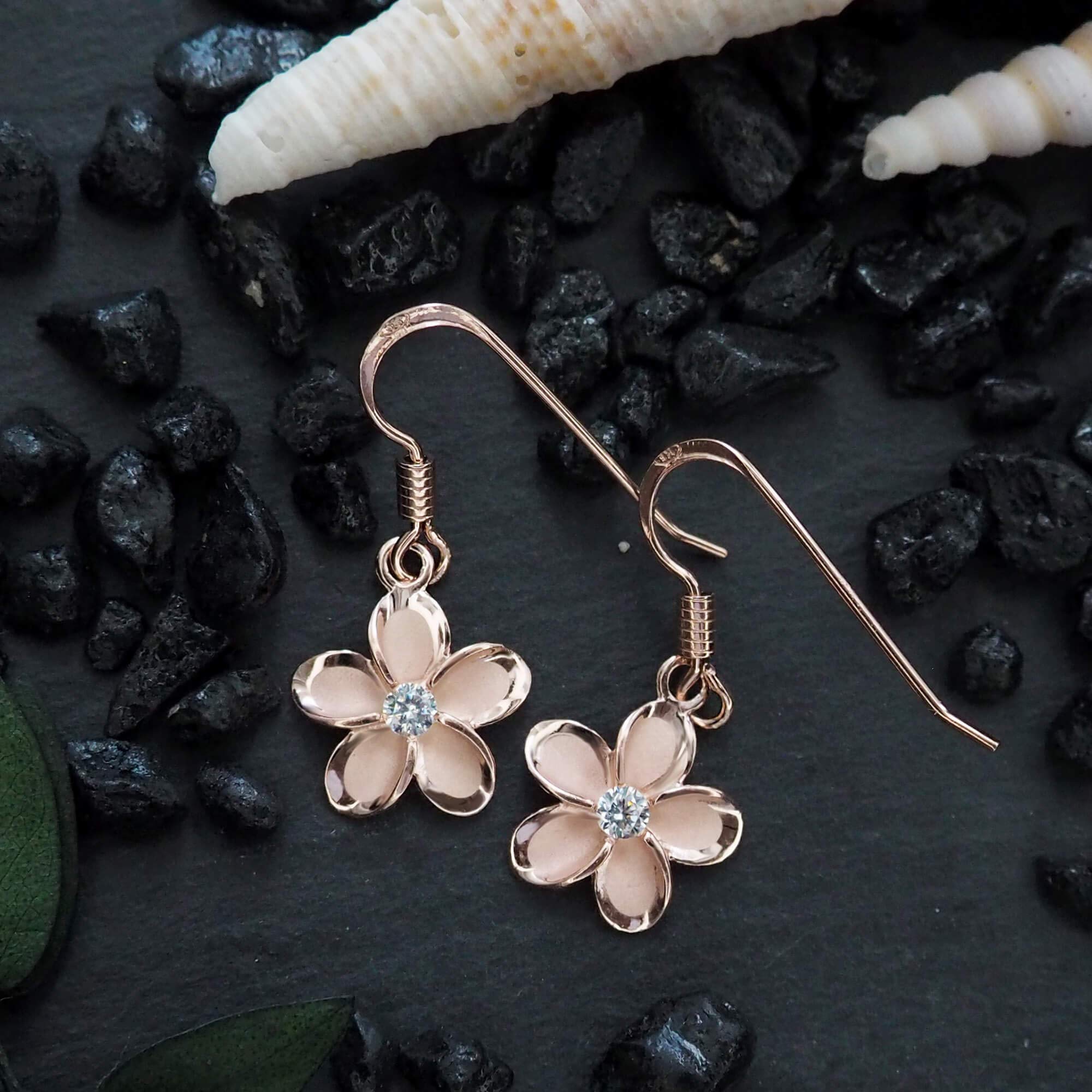 11mm Sterling Silver Plumeria Dangle Earrings - Elegant Hawaiian Flower Jewelry for Women, Perfect for Beach Vacations, Summer Parties & Boho Fashion
