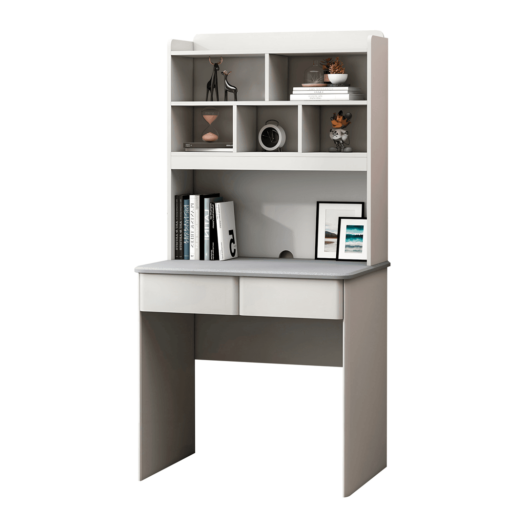 Marielle Study Desk with Hutch - 100cm White Wooden Computer Desk for Home Office, Student Study & Workspace - Perfect for Small Spaces, Dorm Rooms & Bedrooms