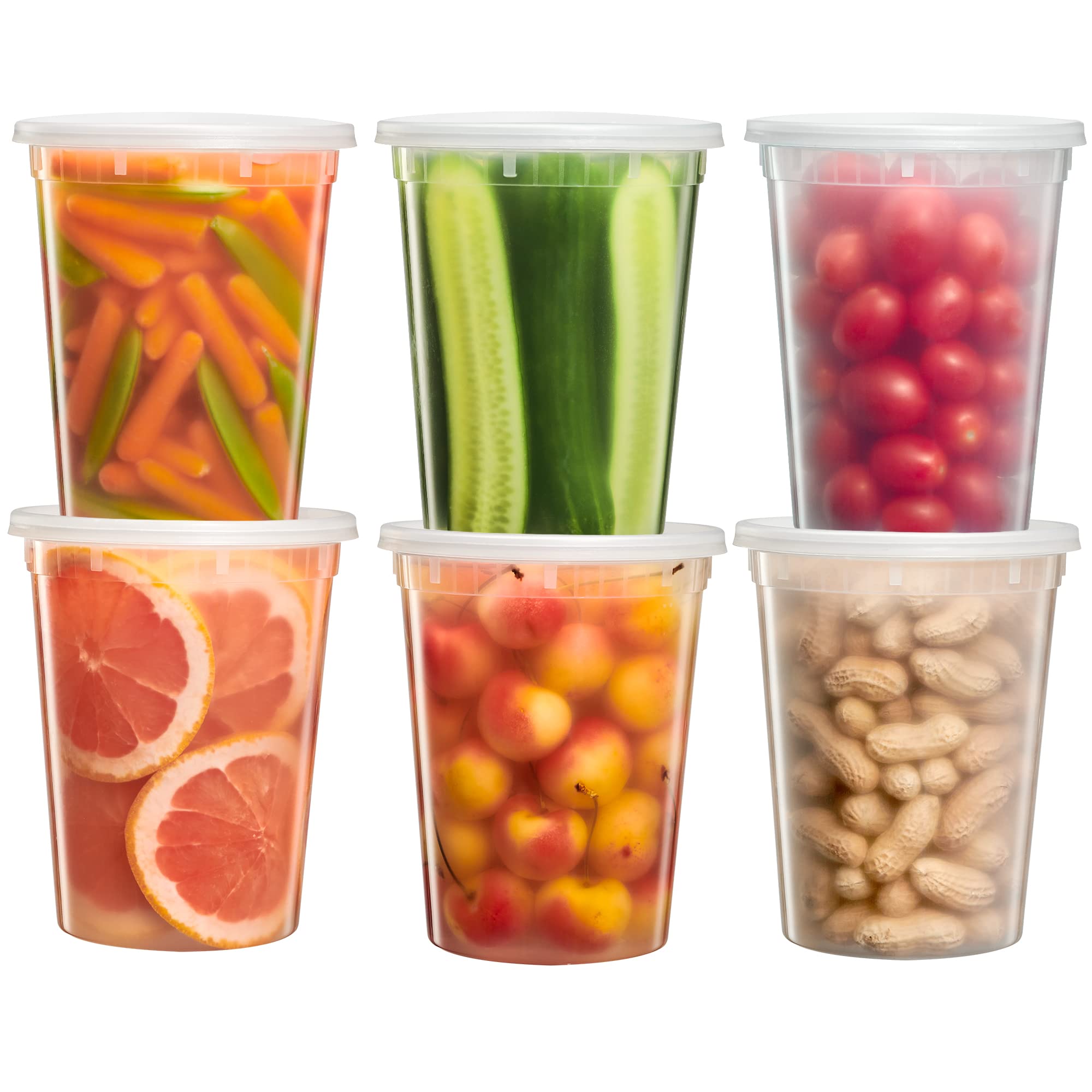 [24-Pack] 32 oz Airtight Leak-Proof Deli Food Storage Containers with Lids - Perfect for Meal Prep, Freezer Storage & Leftovers