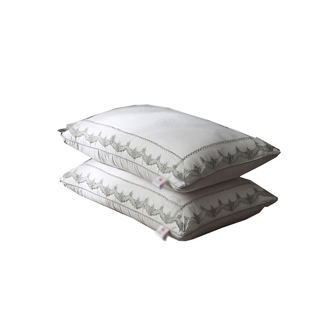 Premium White Lace Pillow Set of 2 - Memory Foam Neck Support Pillows with Washable Lace Gray Edge Pillowcases - Orthopedic Cervical Support for Side, Back & Stomach Sleepers - Perfect for Bedroom, Sofa & Travel Use
