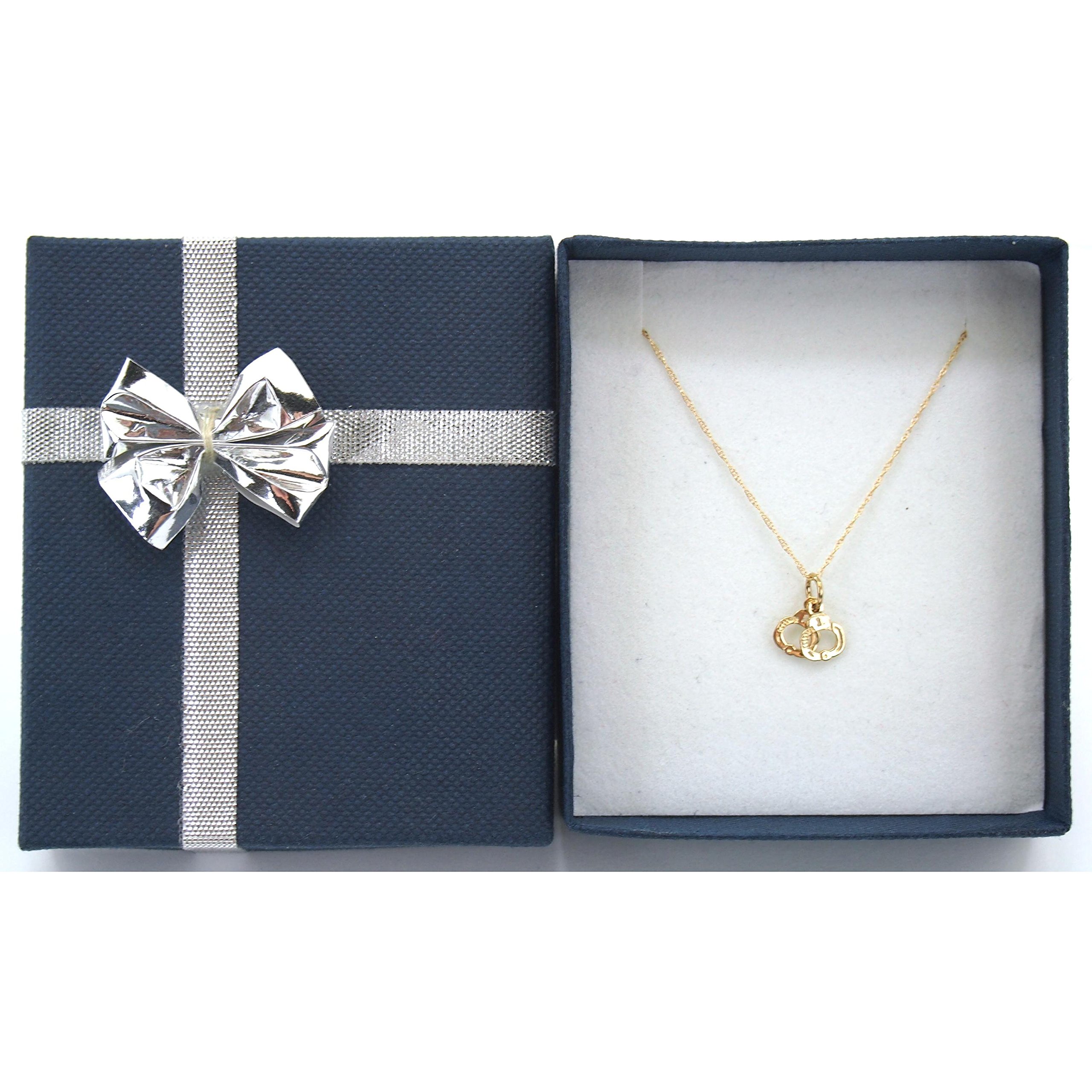 14K Yellow Gold Handcuffs Charm Pendant with 18