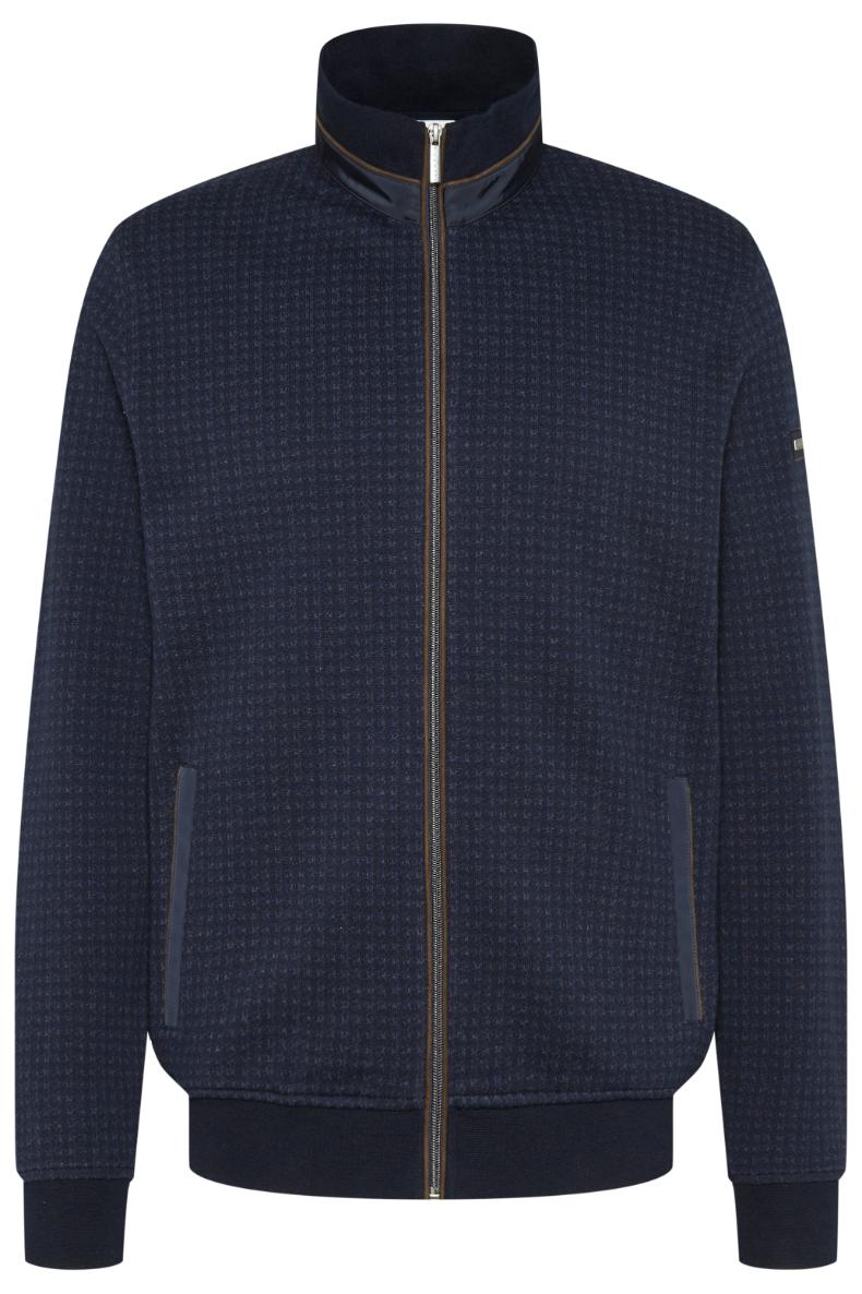 BUGATTI Men's Front Zip Long Sleeve Jacket - Dark Navy Blue, Lightweight Windbreaker for Outdoor Activities, Hiking & Casual Wear