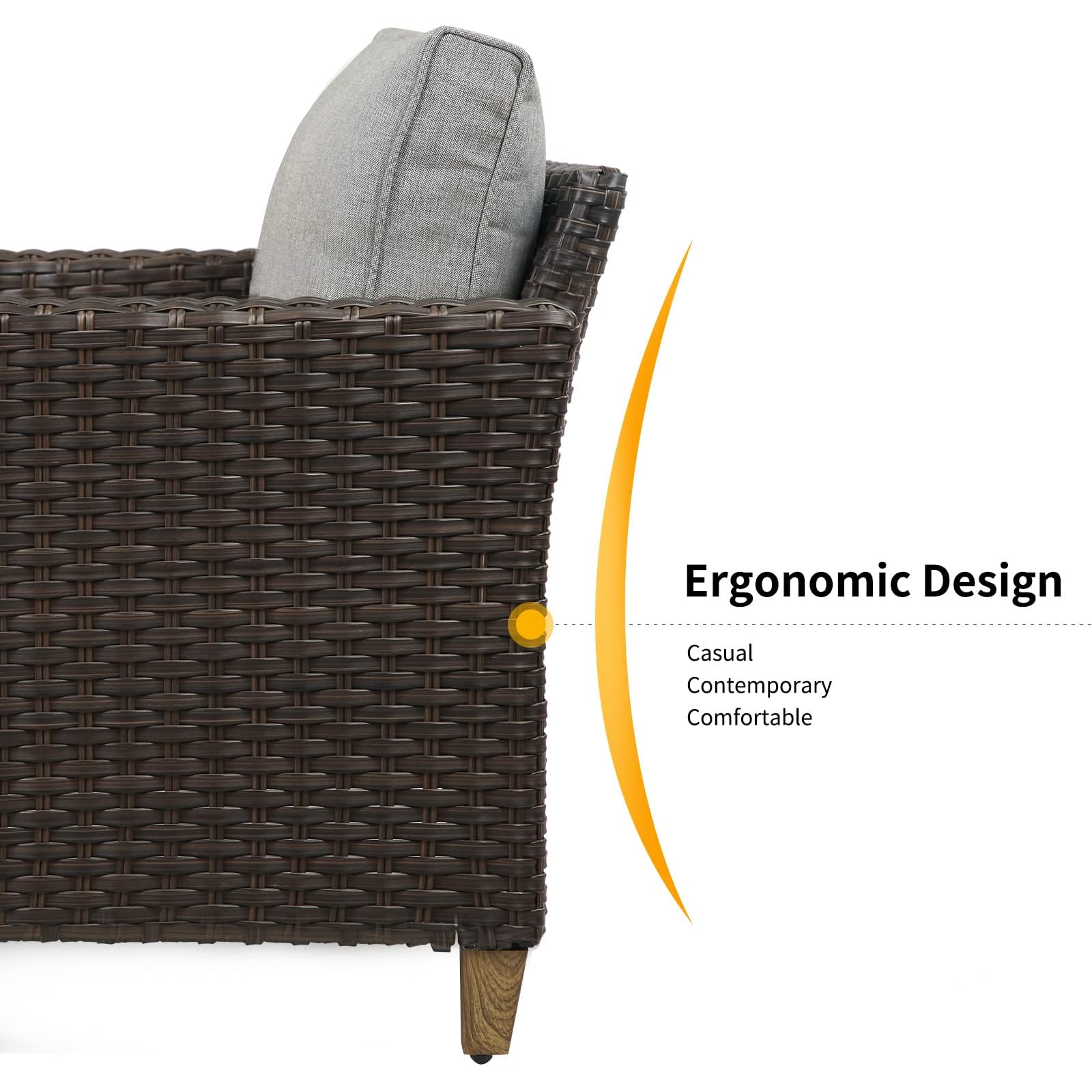 Outdoor Wicker Sectional Sofa Set with Thick Cushions - Patio Furniture for Deck, Porch, Poolside & Garden - Modular Single Sofa for Relaxing & Entertaining