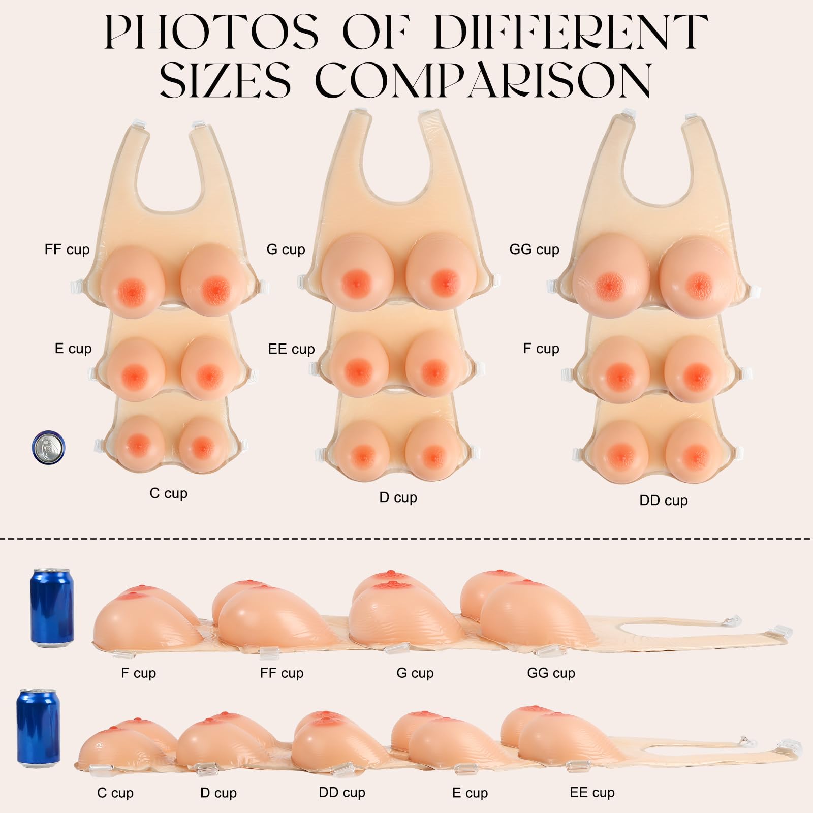 Vollence Silicone Breast Forms for Mastectomy & Crossdressing - Realistic Fake Boobs with Adjustable Straps - Comfortable & Natural-Looking Prosthetics for Daily Wear, Cosplay & Gender Affirmation