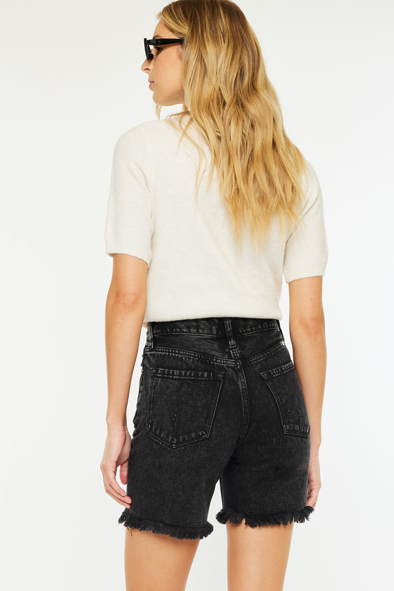Arabella Ultra High Rise Bermuda Shorts for Women - Comfortable Stretchy Denim Shorts with Pockets - Perfect for Summer, Travel & Casual Outings