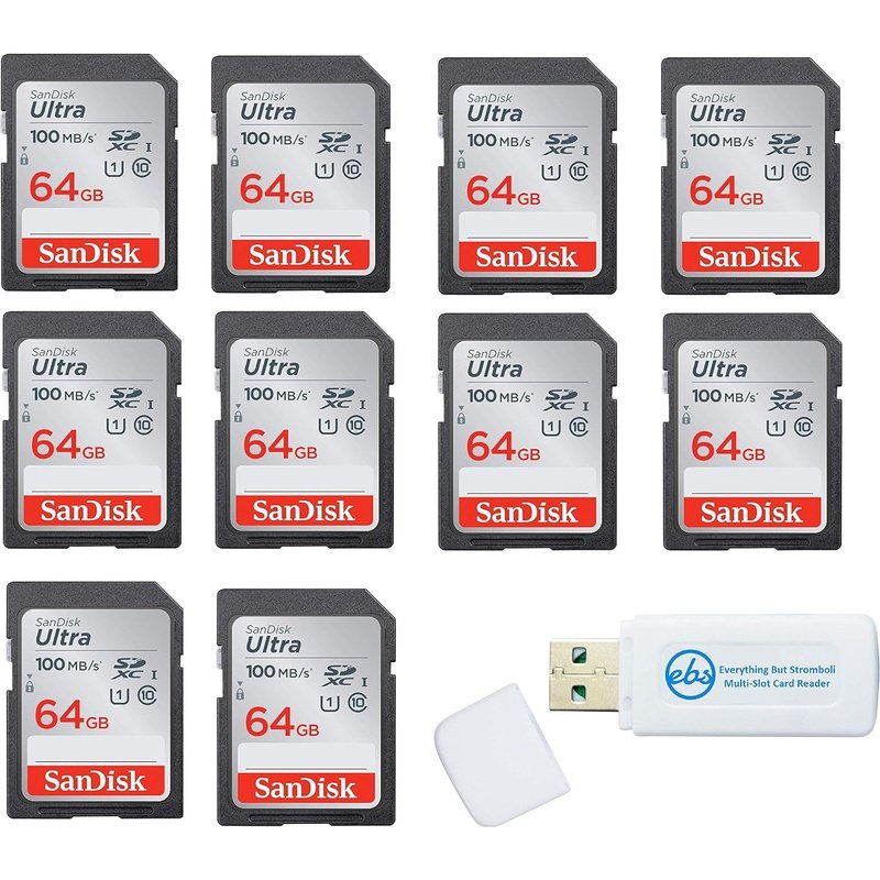 SanDisk Ultra SD Memory Cards 16GB 32GB 64GB 128GB 10-Pack - High Speed Storage for Digital Cameras, Drones & Action Cameras
