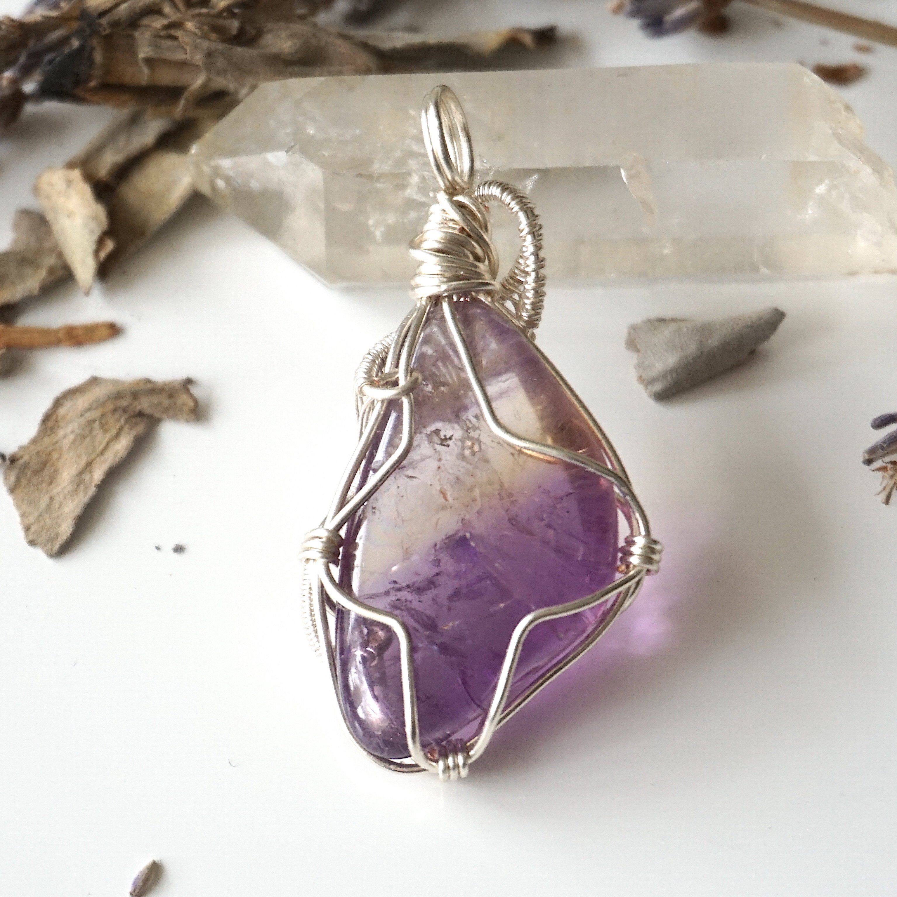 Natural Ametrine Pendant Necklace - Silver Plated Crystal Jewelry for Women - Perfect for Gifts, Meditation & Spiritual Healing