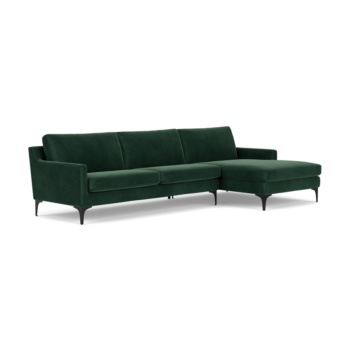 Astha Velvet Right Chaise Sofa - Luxurious Modern Sectional Couch for Living Room, Lounge & Home Theater - Comfortable Upholstered Furniture with Soft Velvet Fabric
