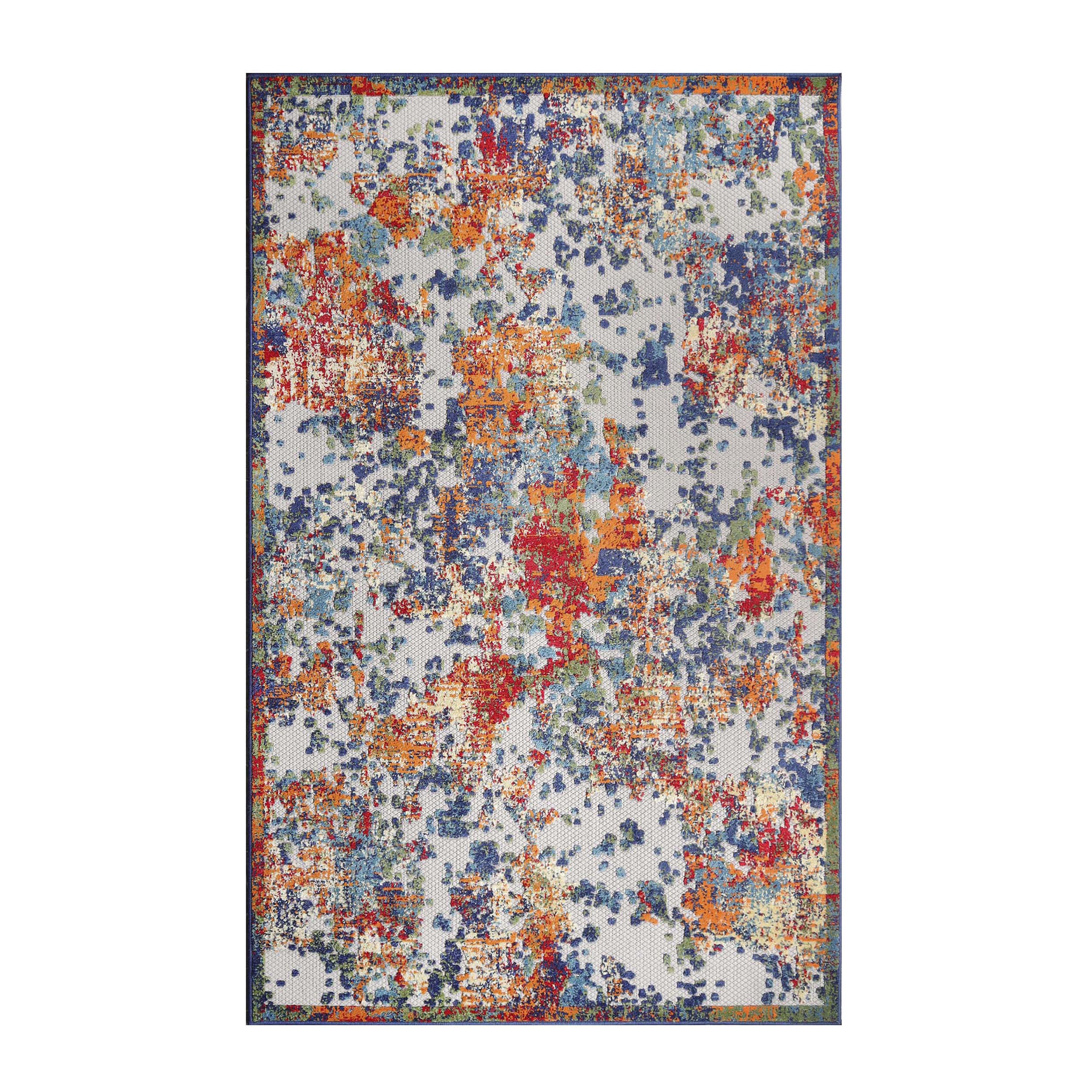 Kalina Modern Abstract Splatter Indoor Outdoor Area Rug Runner - Non-Slip Washable Floor Mat for Living Room Bedroom Patio Decor