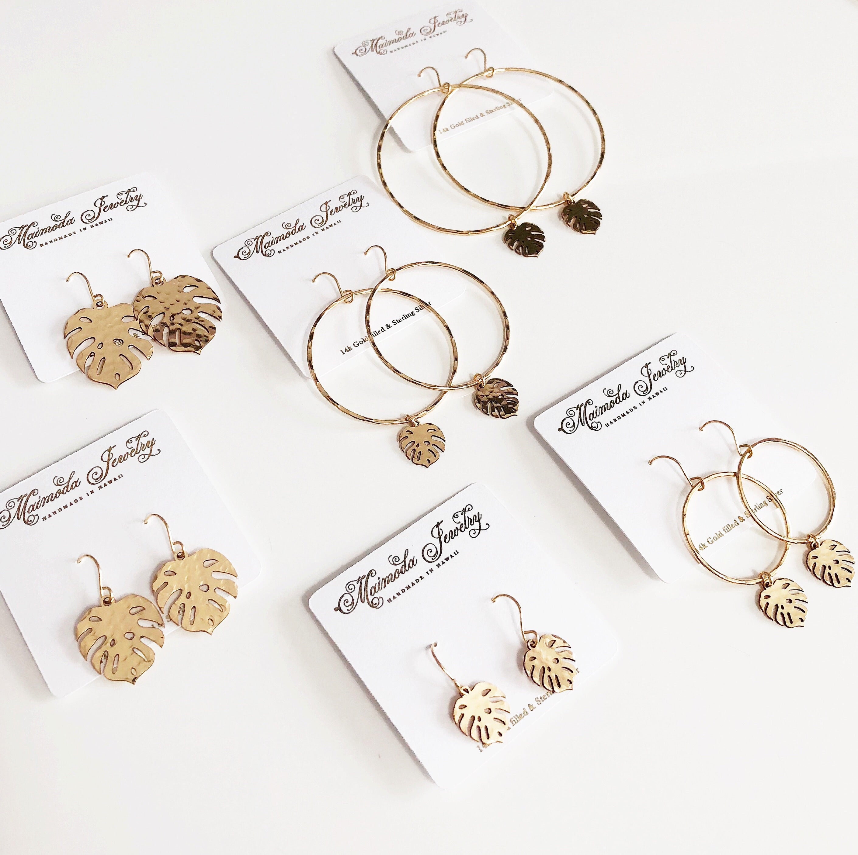 Monstera Leaf Hoop Earrings for Women - Gold Plated Dangle Earrings with Unique Tropical Design - Perfect for Boho, Summer, and Vacation Outfits
