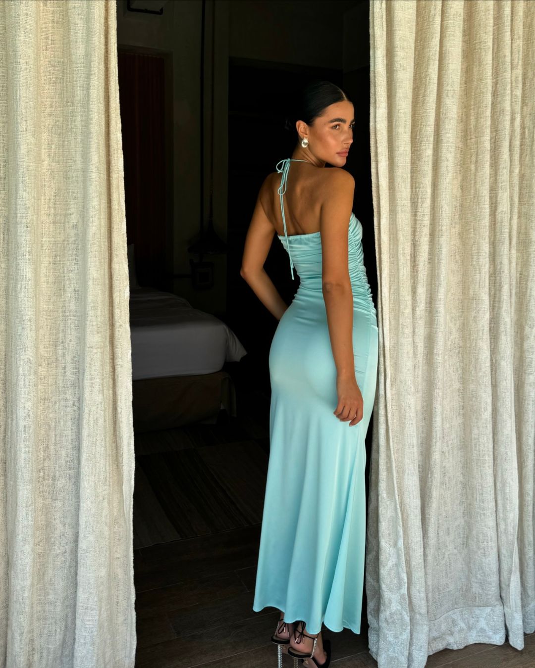 Elegant Tiffany Blue Mermaid Prom Dress - Satin Evening Gown with Halter Neckline J5142 | Perfect for Homecoming, Formal Dances & Special Occasions