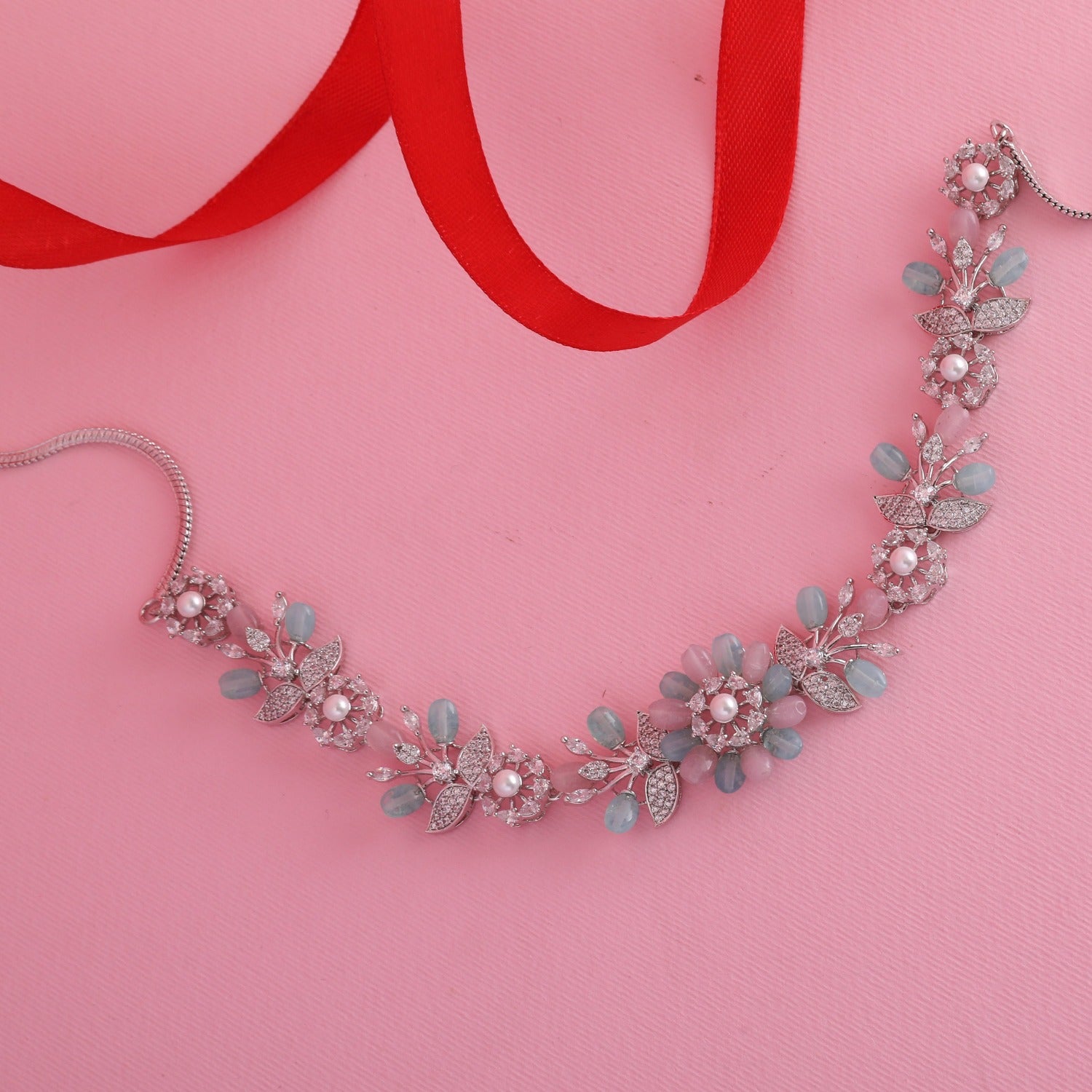 Bloom CZ Statement Choker Necklace - Elegant Rhinestone Fashion Jewelry for Women - Perfect for Parties, Weddings & Evening Events