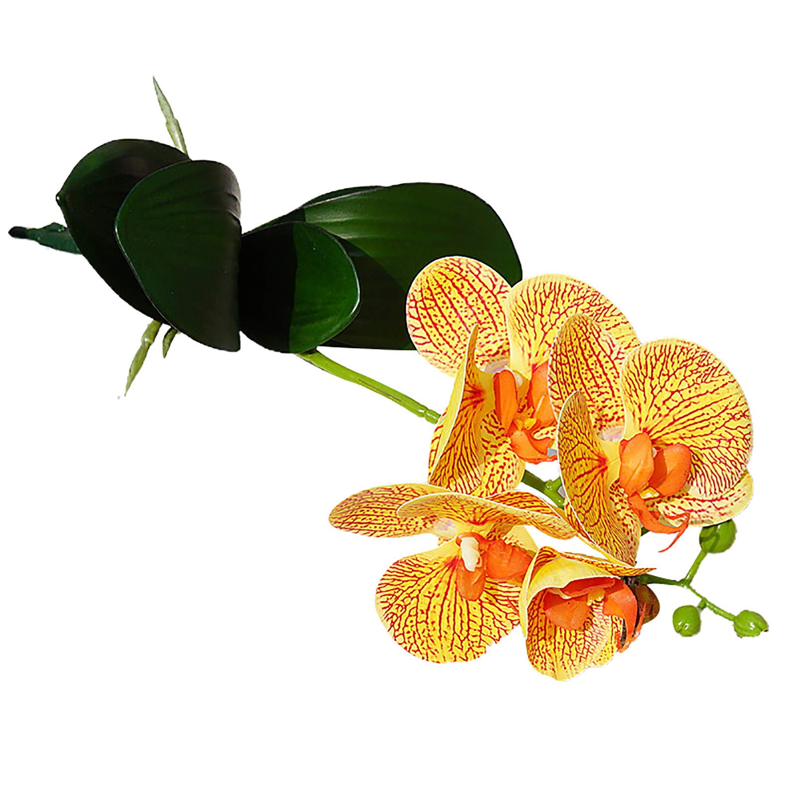 JENPECH 4-Head Artificial Butterfly Orchid Fake Flower - UV Resistant Outdoor Artificial Plants for Home Decor, Cafe Photo Props & Wedding Centerpieces (1PC)